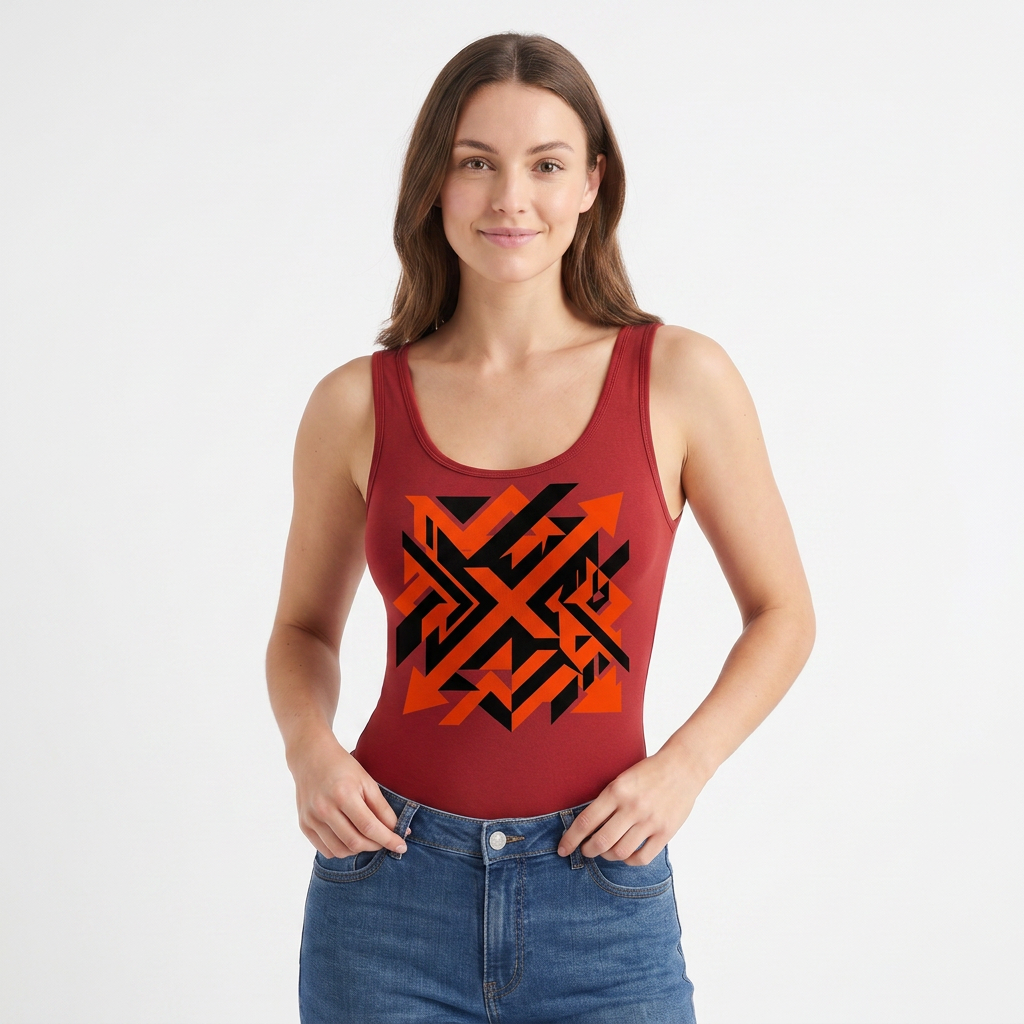 Round Neck Sleeveless Round-Neck Tank Bodysuit mockup 1