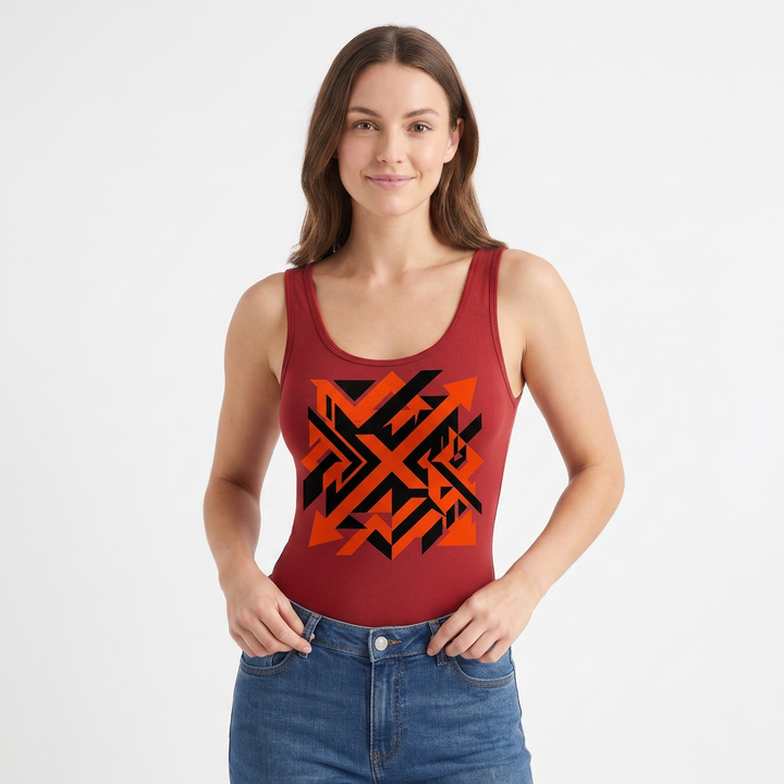 Round Neck Sleeveless Round-Neck Tank Bodysuit mockup 1