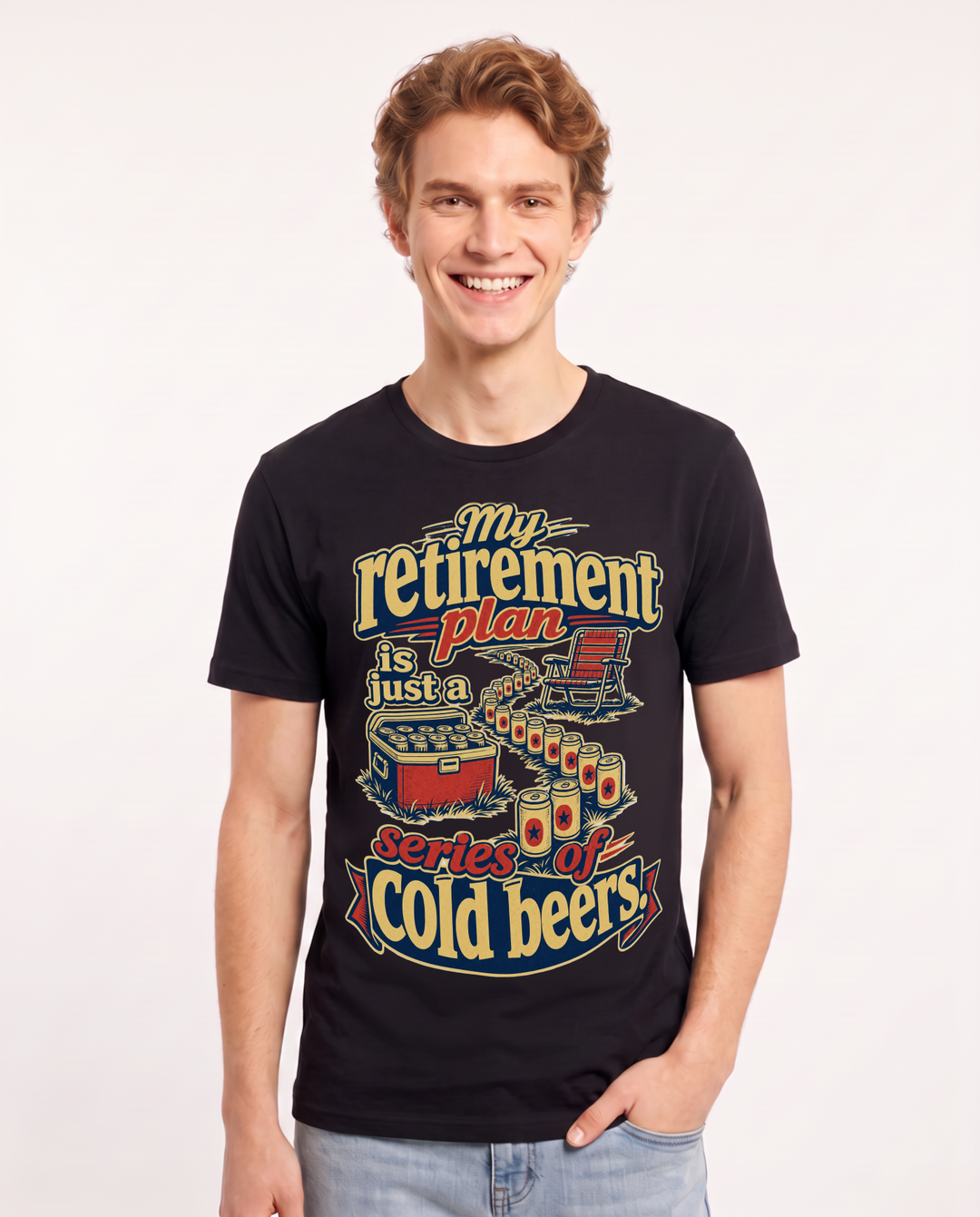 Beer Men's Black T-Shirt – My retirement plan is just a series of cold beers product image 1