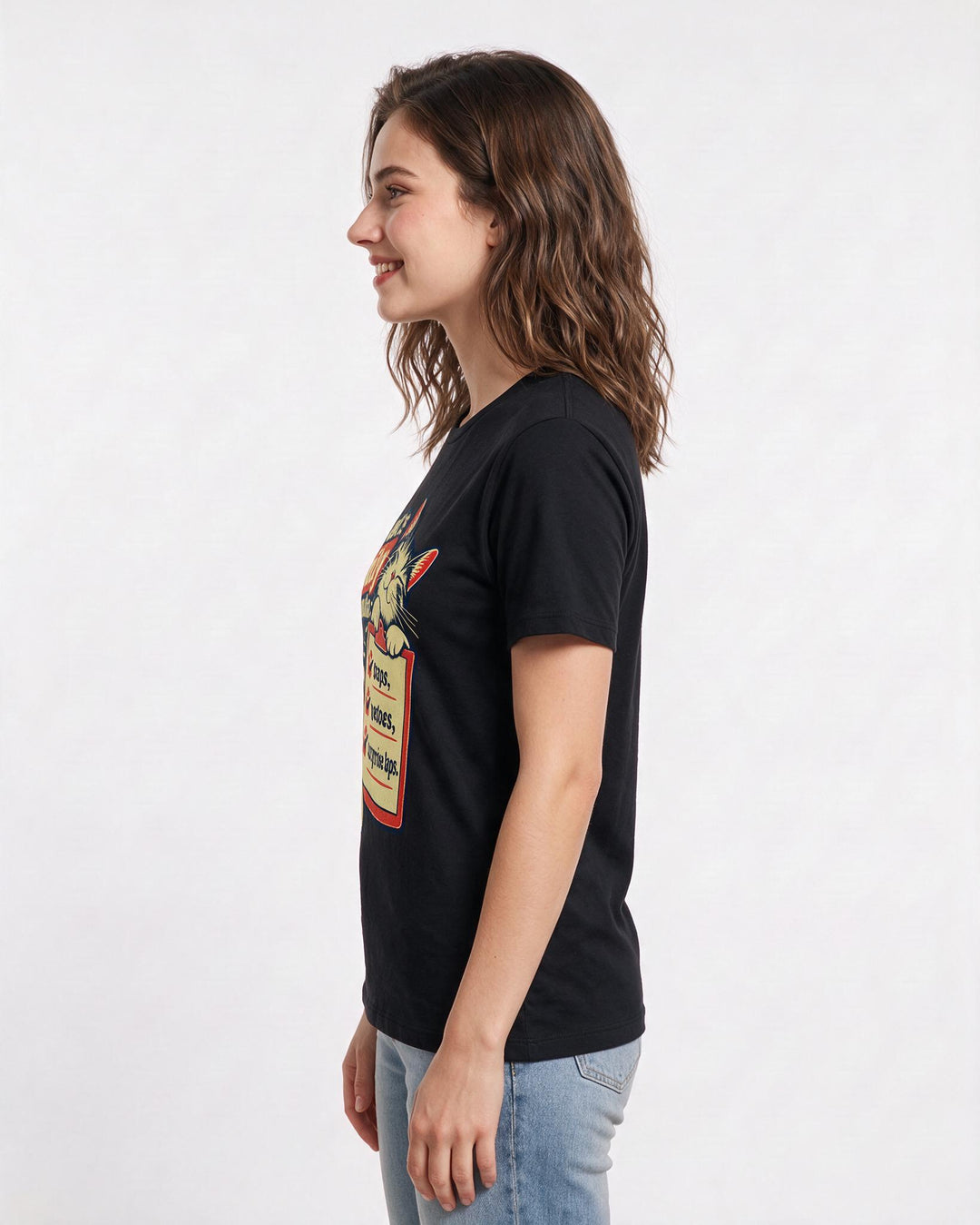 Cat Lover Black T-Shirt for Women – Everyday Expression Graphic Tee product image 2