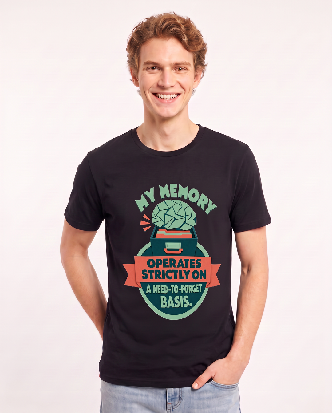Graphic Men's Black T-Shirt - My memory operates strictly on a product image 3