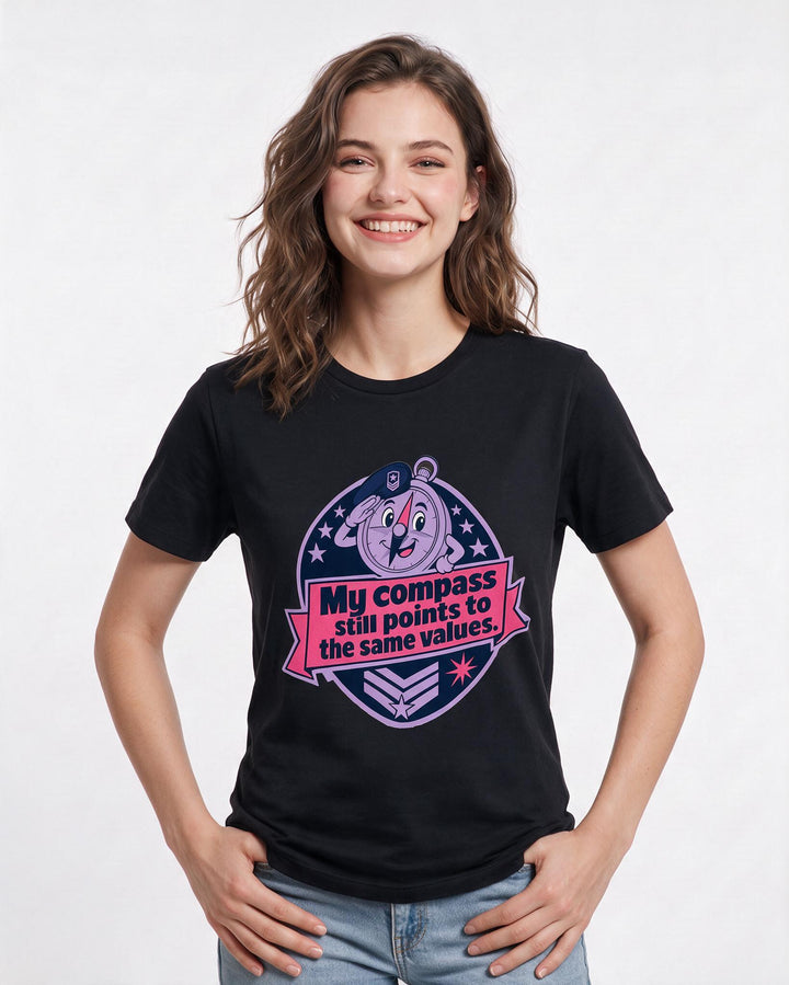 Graphic Women's Black T-Shirt - My compass still points to the same product image 3