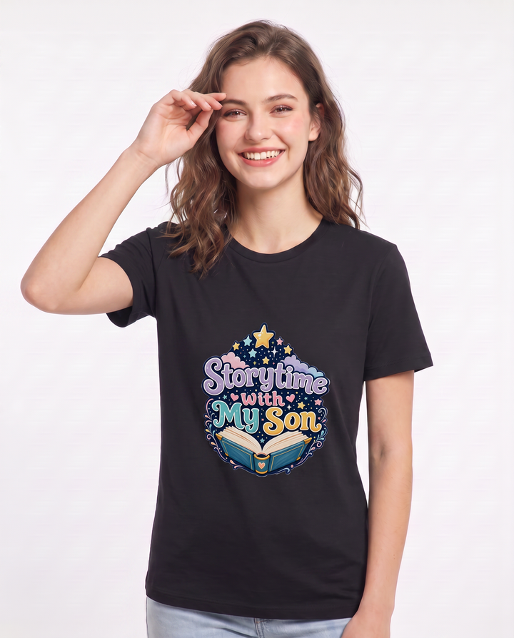 Storytime with My Son Women's Black T-Shirt product image 1