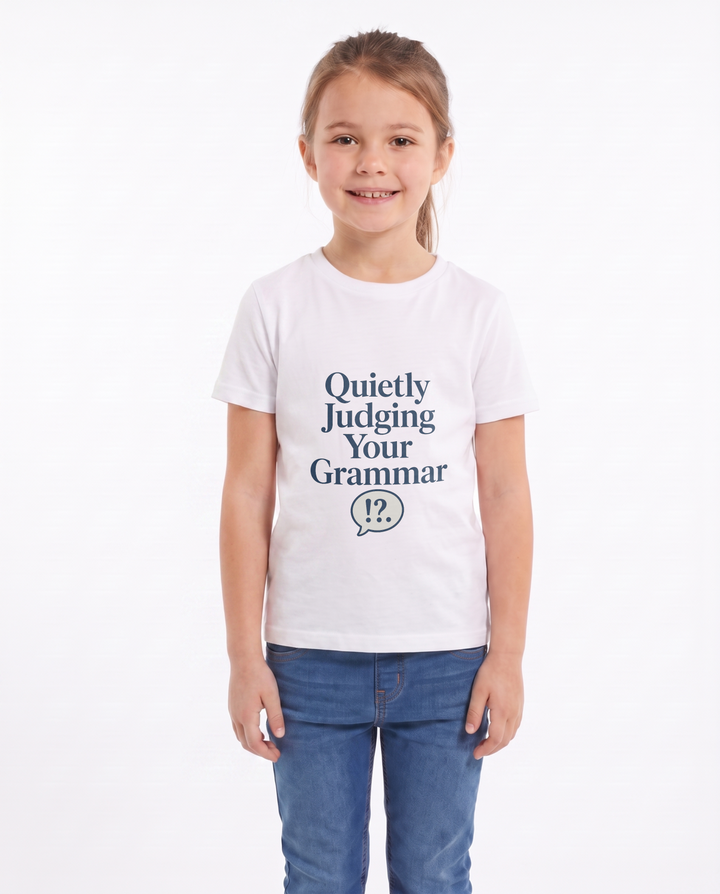 Quietly Judging Your Grammar White T-Shirt mockup 1