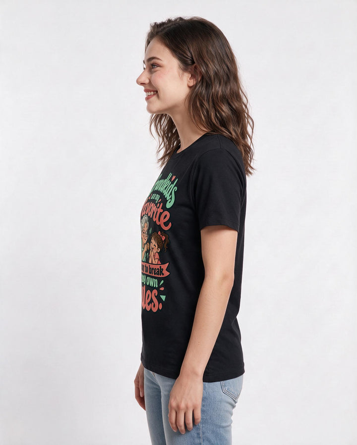 Grandparent Black T-Shirt for Women – Everyday Expression Graphic Tee product image 2