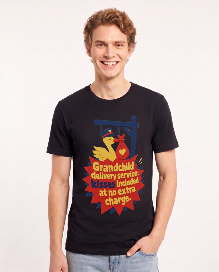 Graphic Men's Black T-Shirt - Grandchild delivery service: kisses product image 1