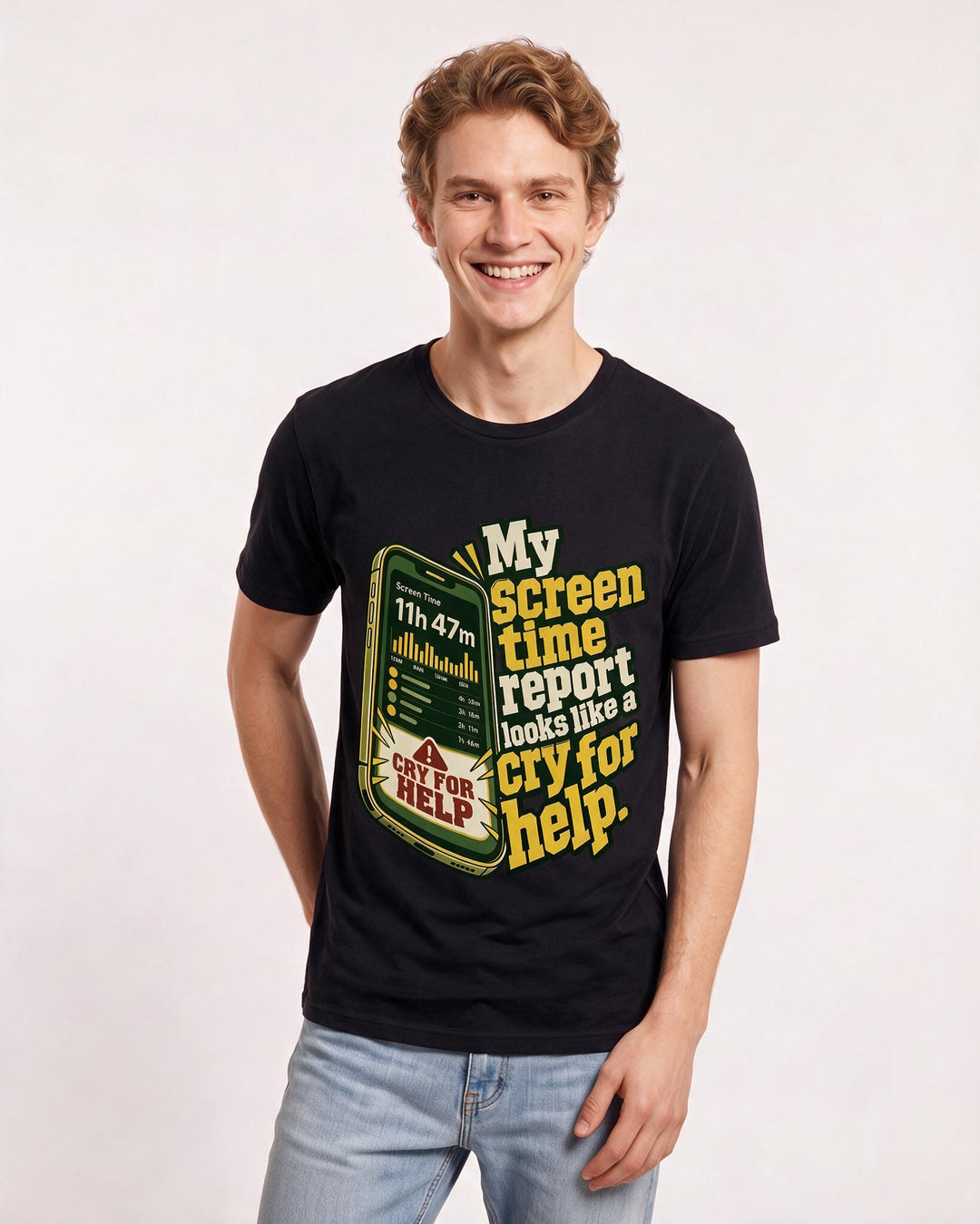 Meme Black T-Shirt for Men – Everyday Expression Graphic Tee product image 1