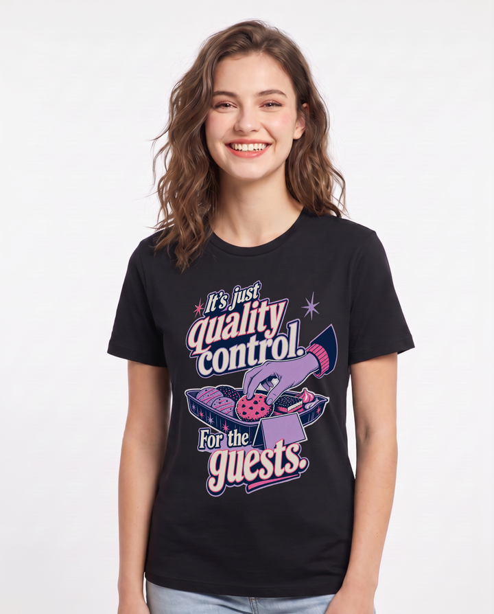 Funny Christmas Women's Black T-Shirt – It's just quality control. For the product image 1
