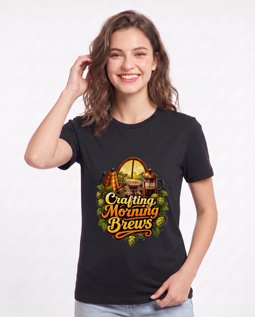 Crafting Morning Brews Women's Black T-Shirt product image 1