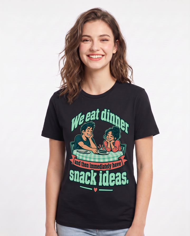 Couples Black T-Shirt for Women – Everyday Expression Graphic Tee product image 3