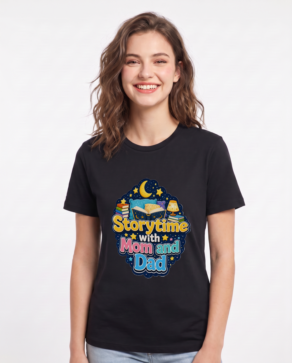 Storytime with Mom and Dad Women's Black T-Shirt product image 2