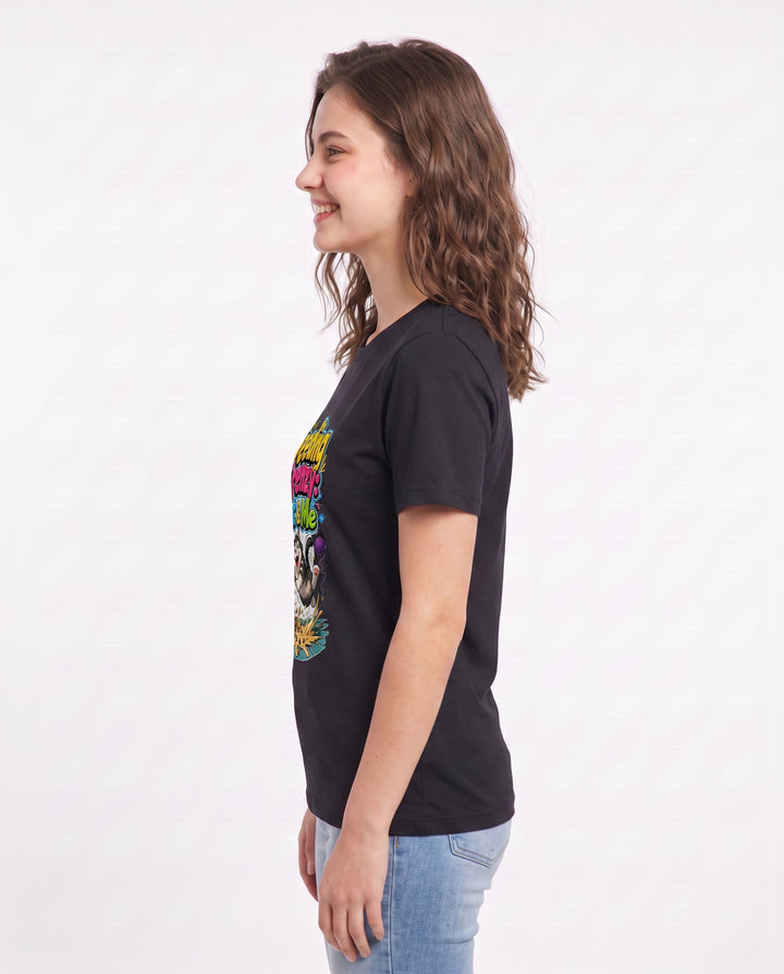 Feeding Frenzy: Cat & Me Women's Black T-Shirt product image 3