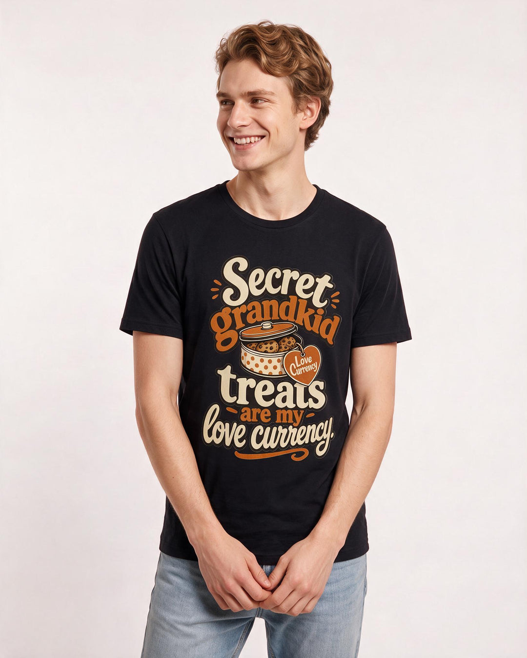 Grandparent Men's Black T-Shirt – Secret grandkid treats are my love currency. product image 3