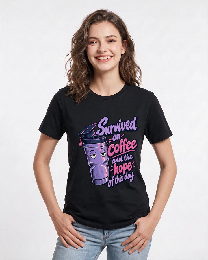 Graduation Black T-Shirt for Women – Everyday Expression Graphic Tee product image 1