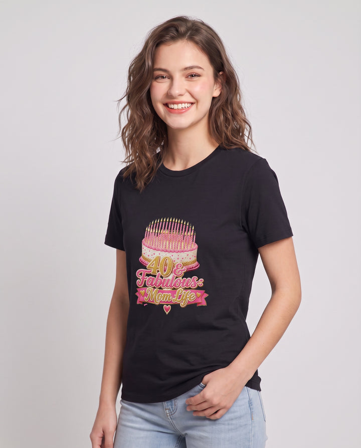 40 & Fabulous: Mom Life Women's Black T-Shirt product image 3