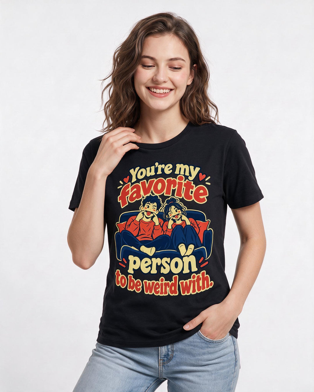 Couples Black T-Shirt for Women – Everyday Expression Graphic Tee product image 1