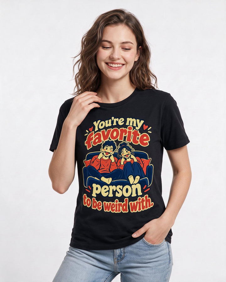 Couples Black T-Shirt for Women – Everyday Expression Graphic Tee product image 1