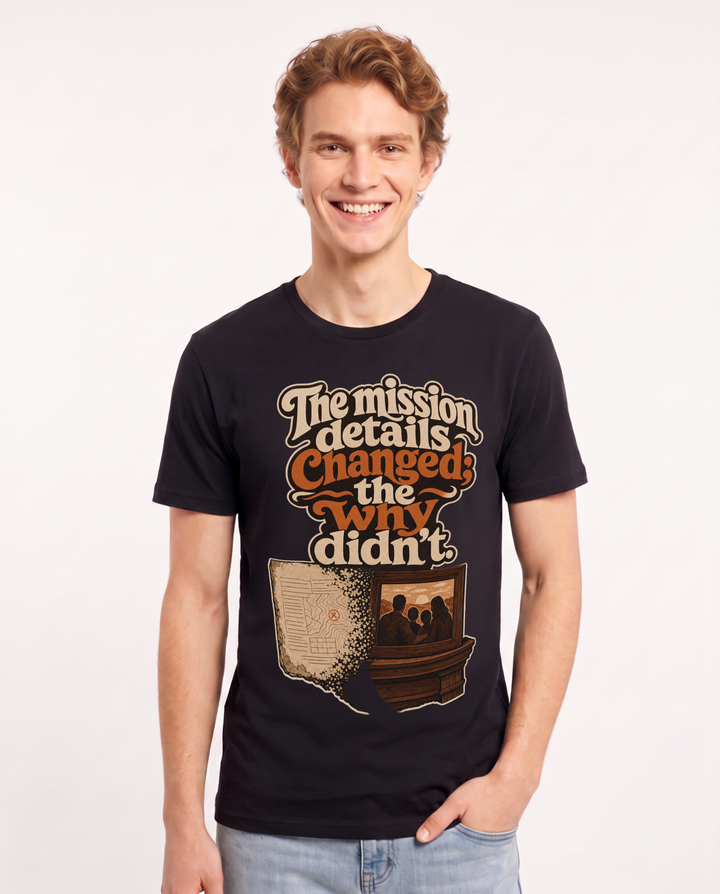 Veteran Men's Black T-Shirt – The mission details changed; the why didn't. product image 1