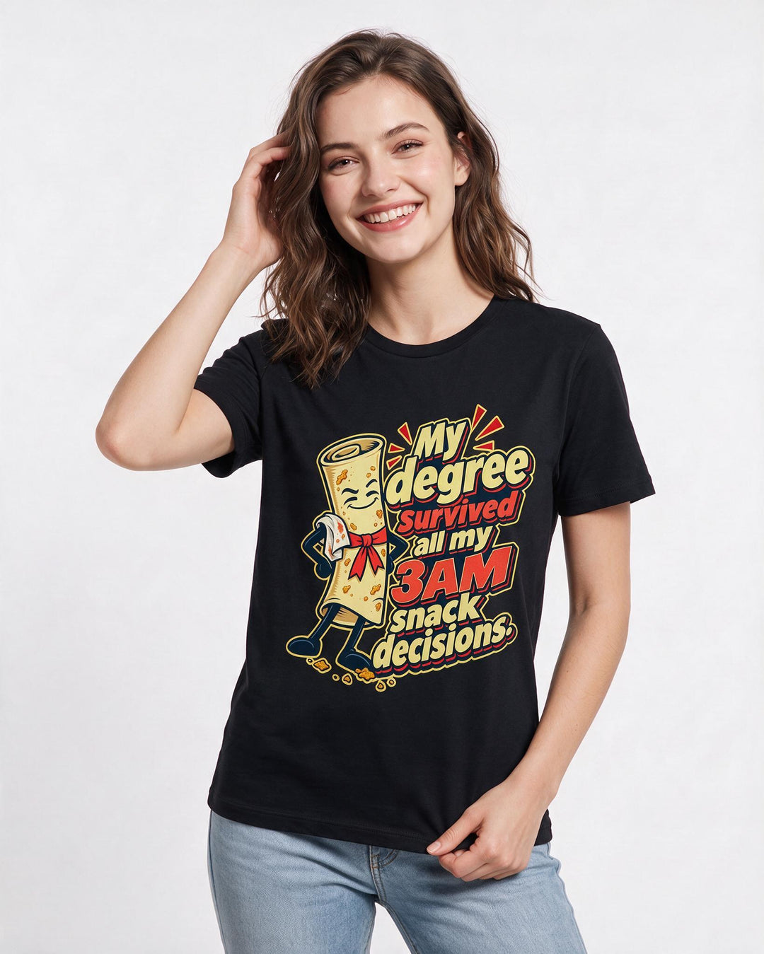 Graduation Black T-Shirt for Women – Everyday Expression Graphic Tee product image 1