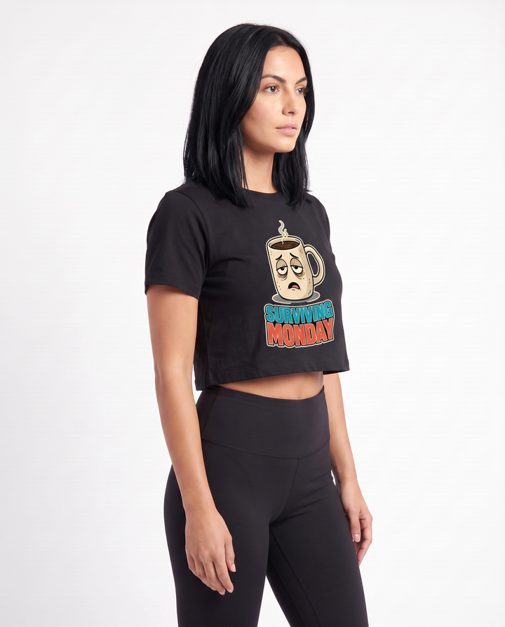 Surviving Monday Crop Top mockup 2