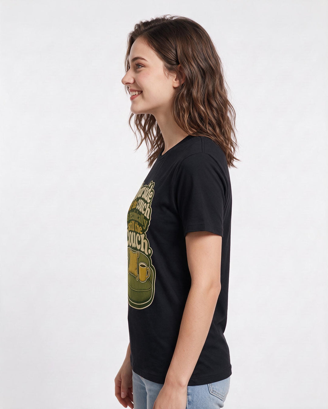 Couples Black T-Shirt for Women – Everyday Expression Graphic Tee product image 2