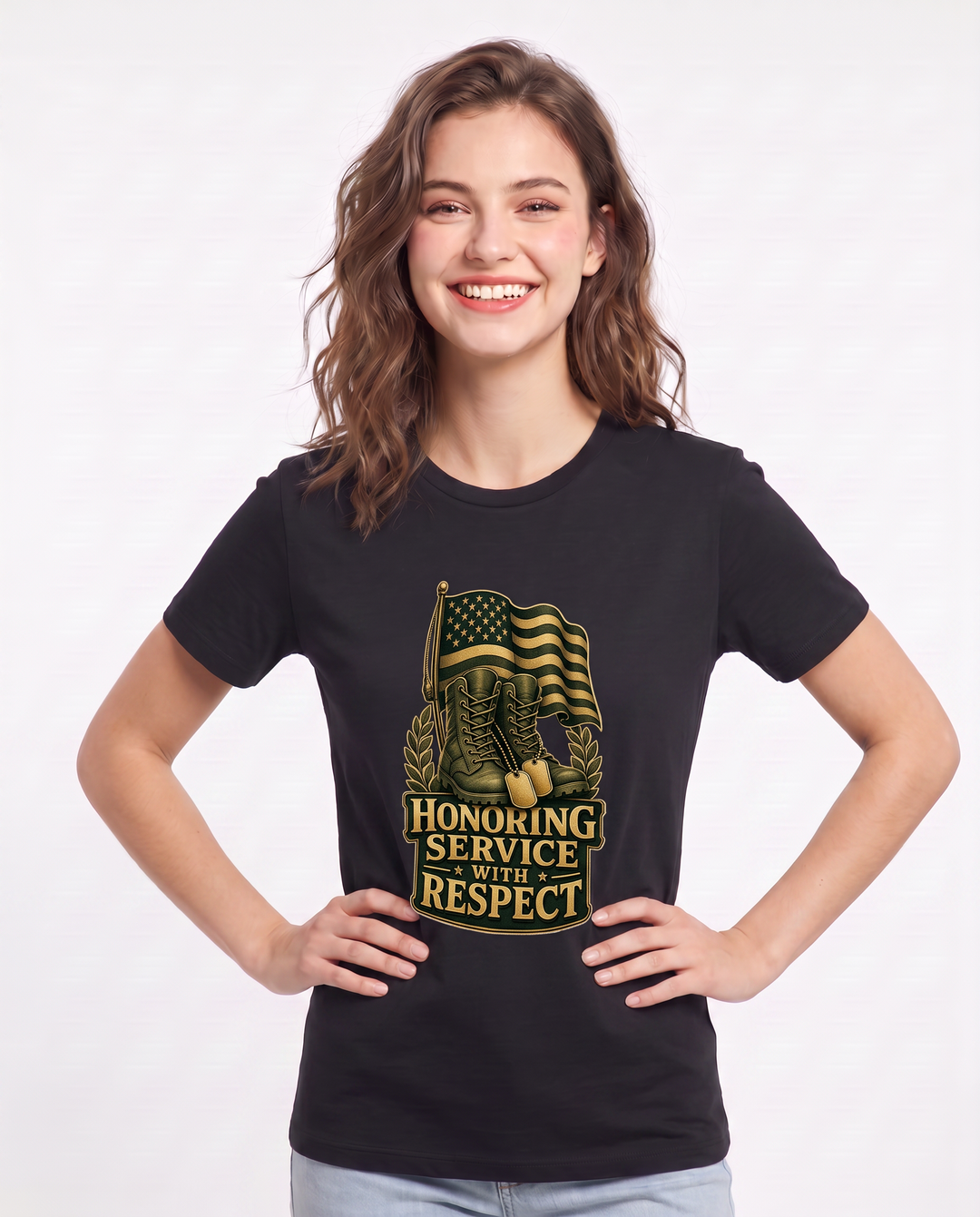 Honoring Service with Respect Women's Black T-Shirt product image 1