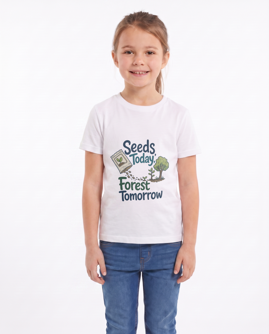 Seeds Today, Forest Tomorrow White T-Shirt mockup 1