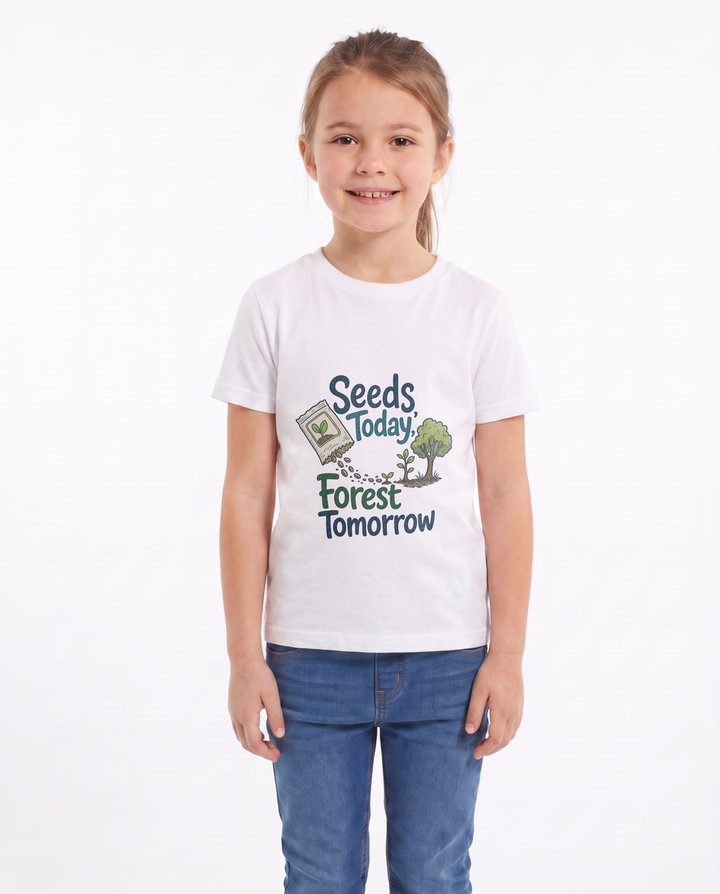 Seeds Today, Forest Tomorrow White T-Shirt mockup 1