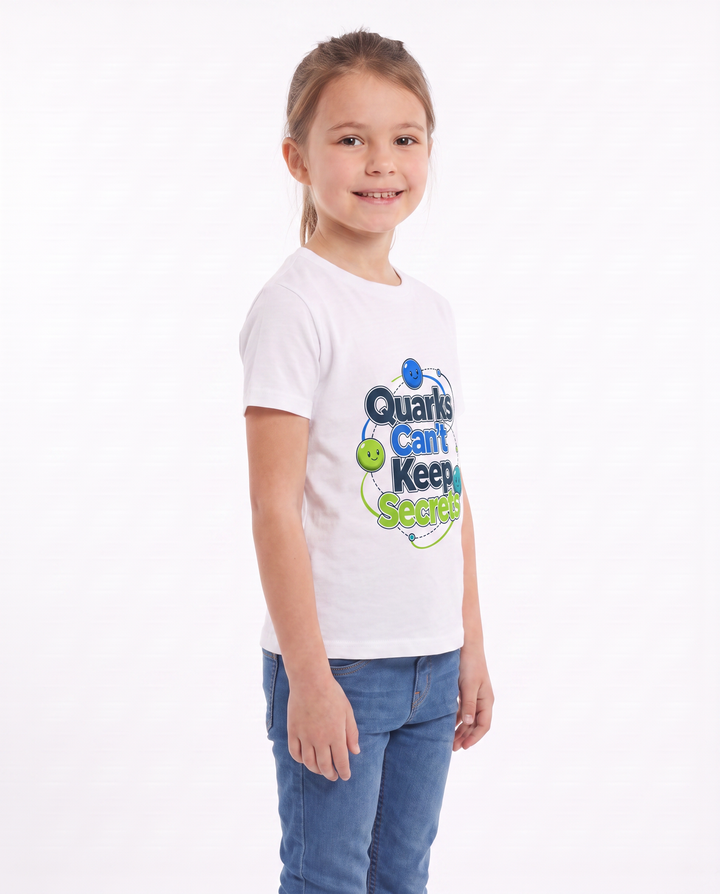 Quarks Can't Keep Secrets White T-Shirt mockup 2