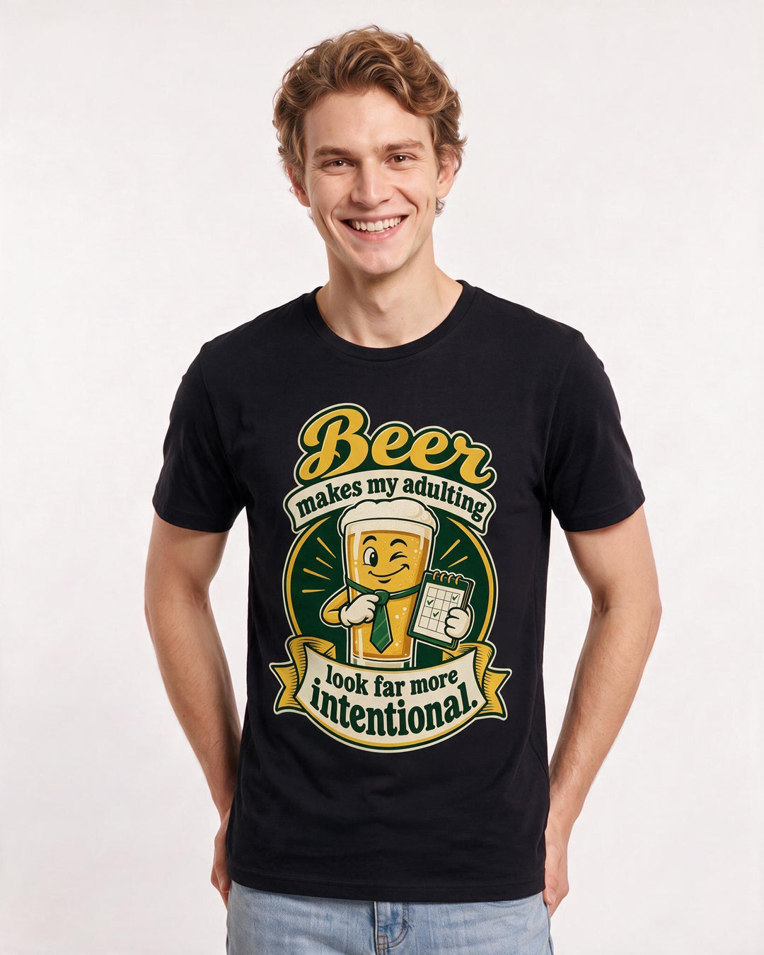 Beer Black T-Shirt for Men – Everyday Expression Graphic Tee product image 1