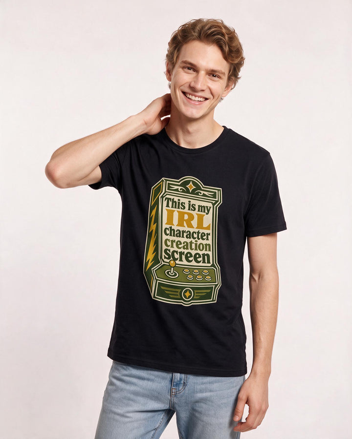 Gaming Men's Black T-Shirt - This is my IRL character creation screen product image 3