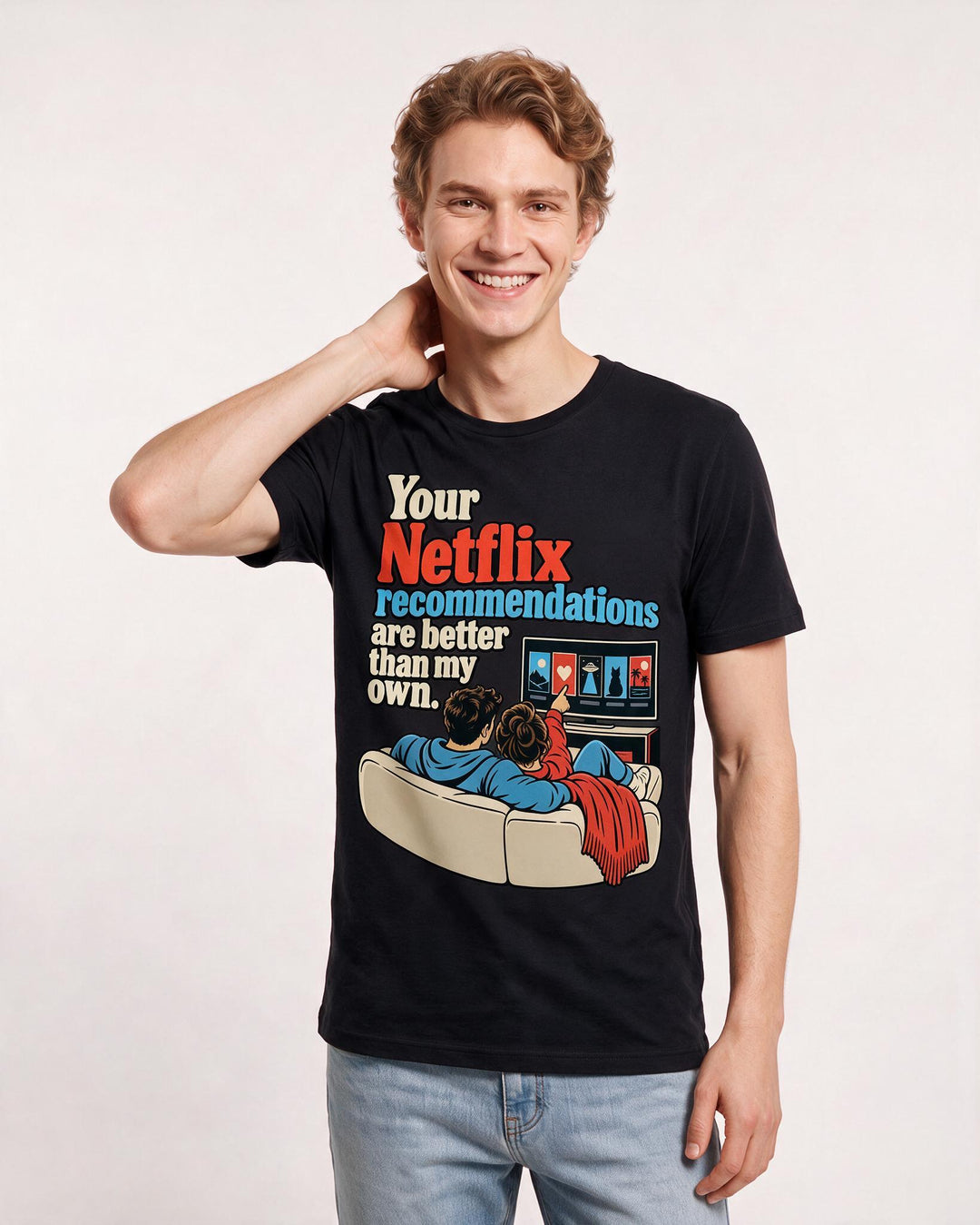 Couples Black T-Shirt for Men – Everyday Expression Graphic Tee product image 1