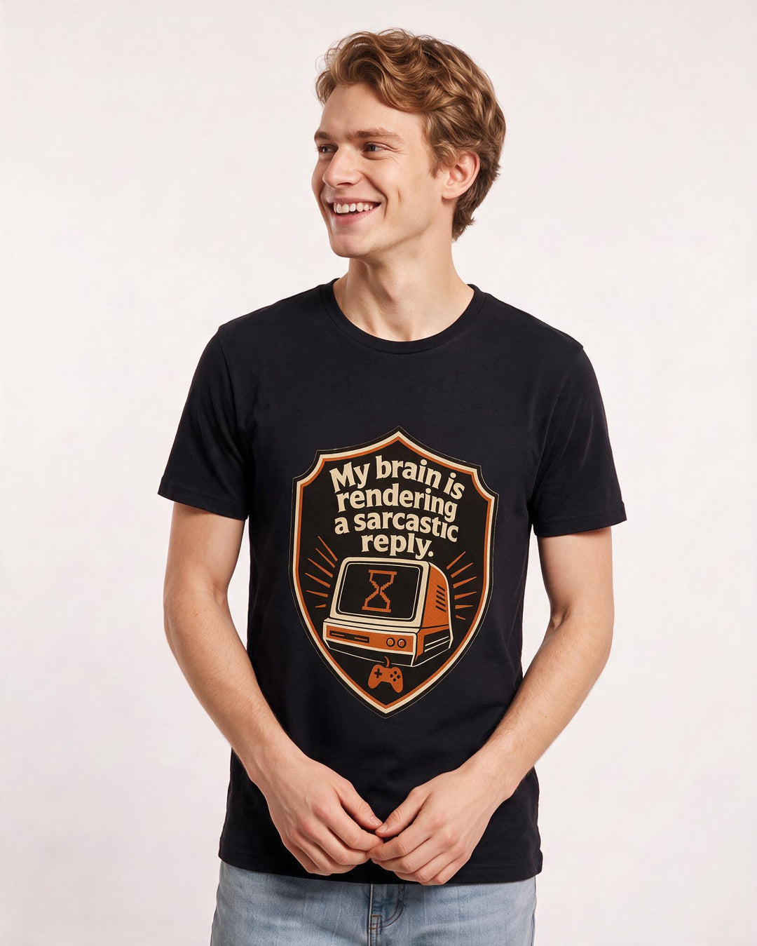 Gaming Men's Black T-Shirt - My brain is rendering a sarcastic reply. product image 3
