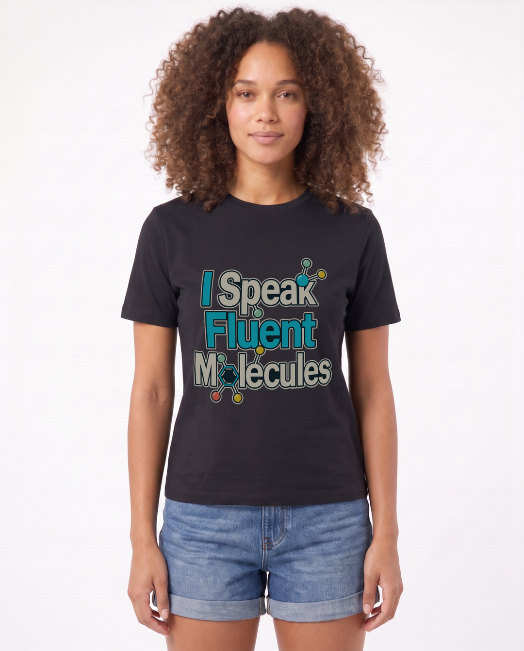 I Speak Fluent Molecules Black T-Shirt mockup 1