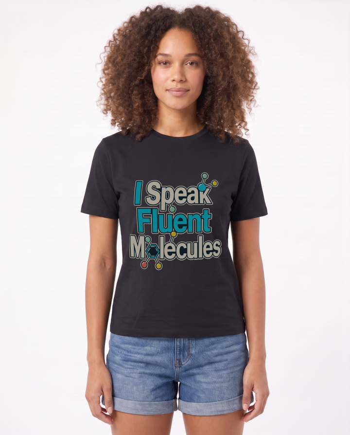 I Speak Fluent Molecules Black T-Shirt mockup 1