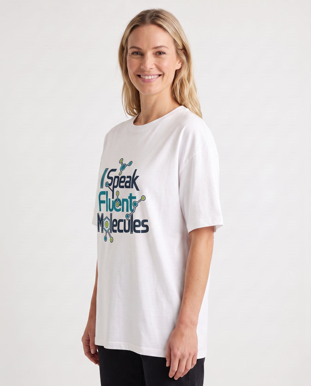 I Speak Fluent Molecules White T-Shirt mockup 2