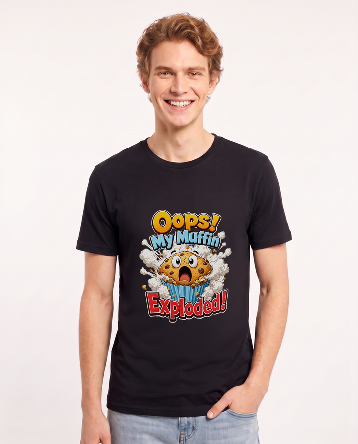 Oops! My Muffin Exploded! Men's Black T-Shirt product image 2