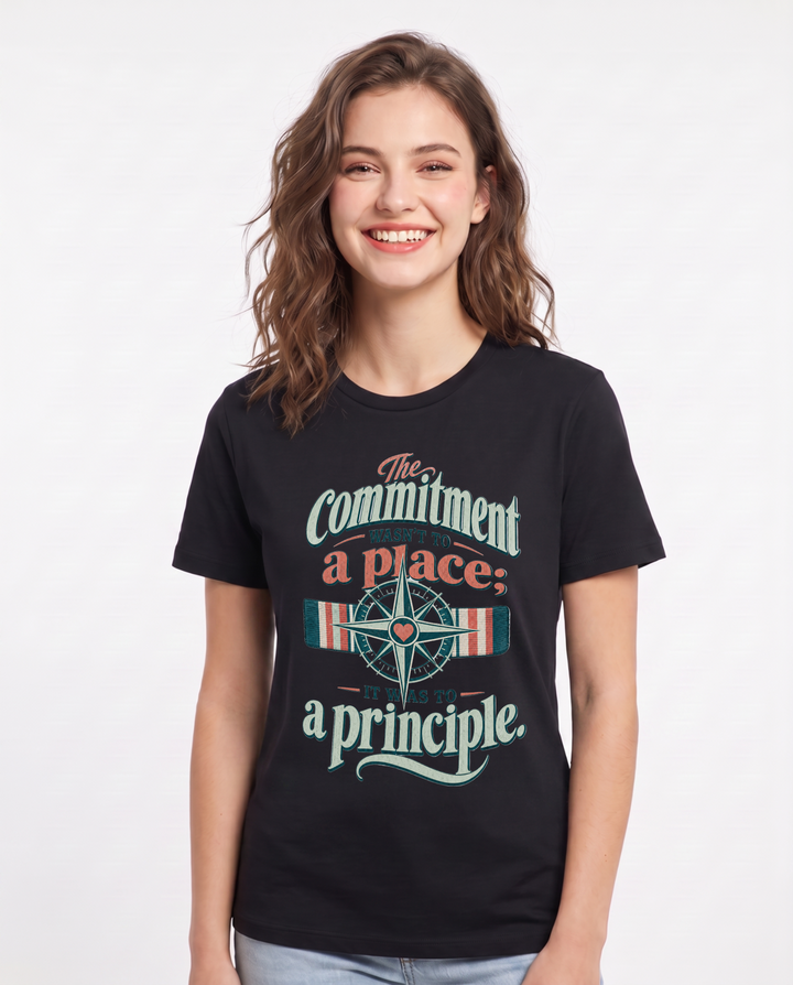 Veteran Women's Black T-Shirt – The commitment wasn't to a place; it product image 1