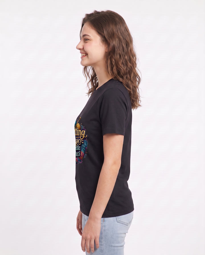 Knotting My Legacy: Intricate Stitches Women's Black T-Shirt product image 3