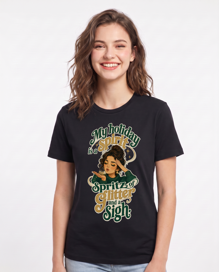 Christmas Black T-Shirt for Women – Holiday Theme Graphic Tee product image 3