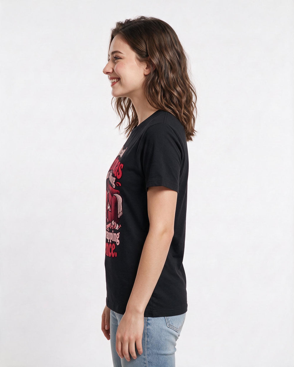 Christmas Black T-Shirt for Women – Holiday Theme Graphic Tee product image 2