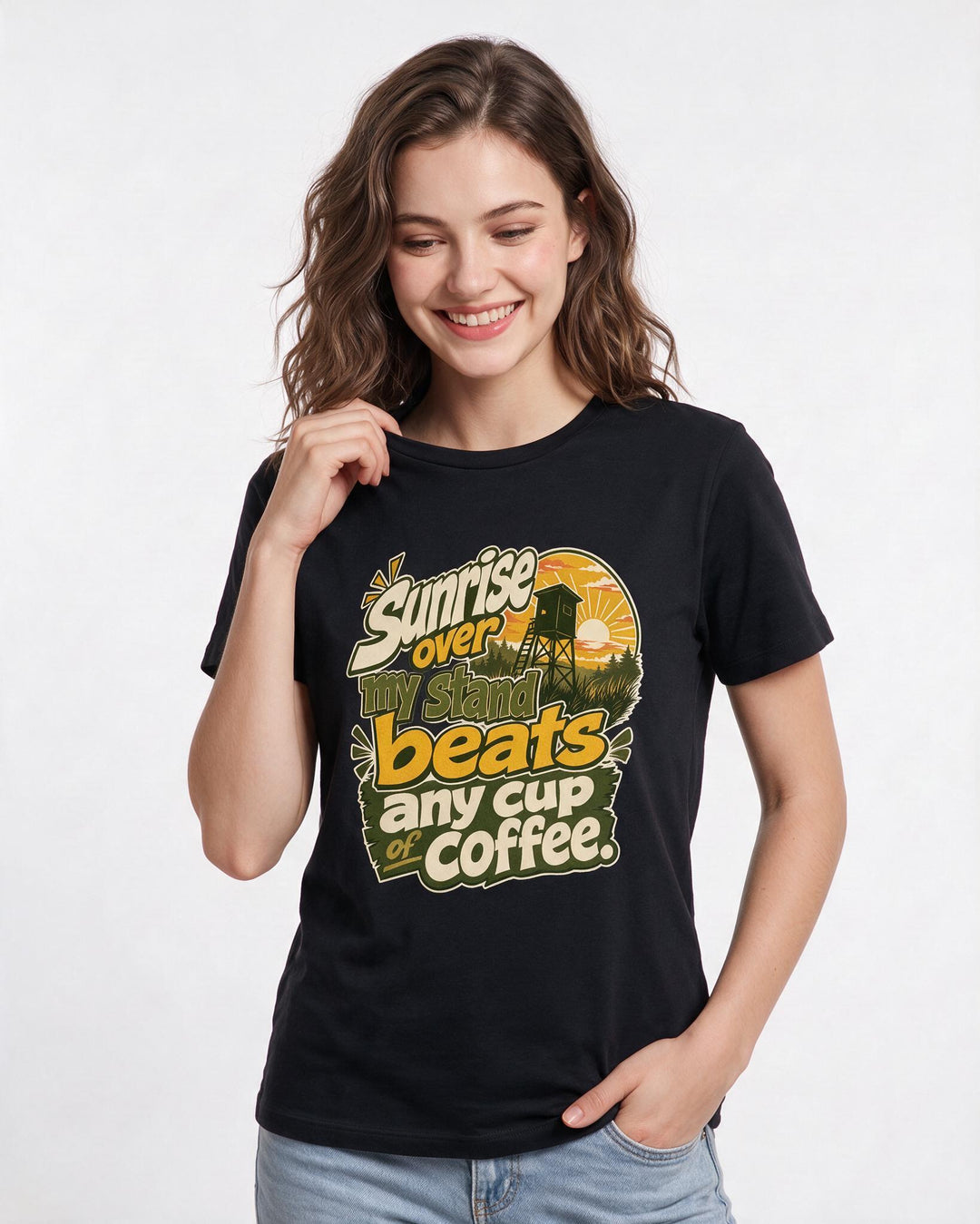 Hunting Black T-Shirt for Women – Everyday Expression Graphic Tee product image 3