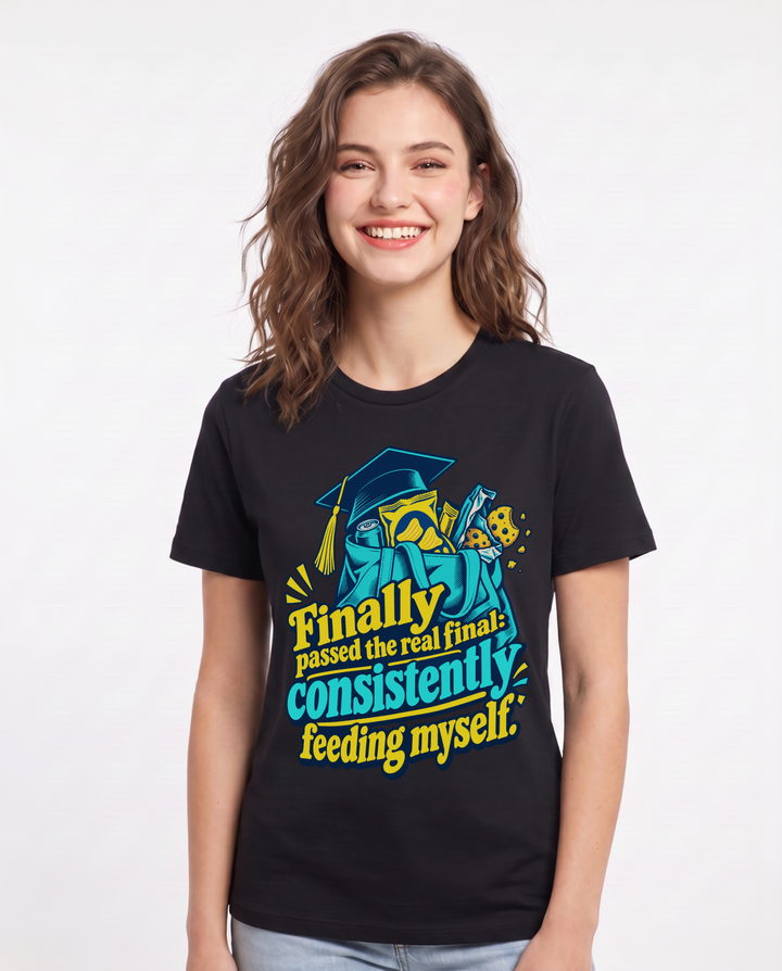 Graduation Black T-Shirt for Women – Everyday Expression Graphic Tee product image 3