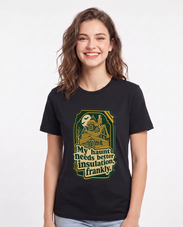 Halloween Women's Black T-Shirt - My haunt needs better insulation, product image 1