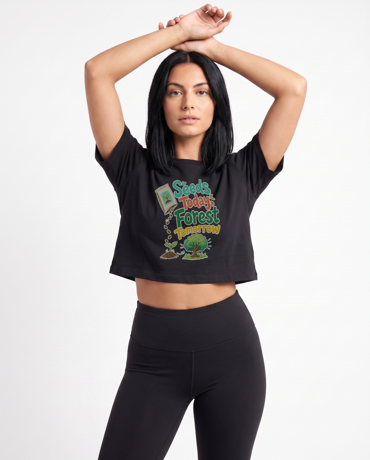 Seeds Today, Forest Tomorrow Crop Top mockup 1