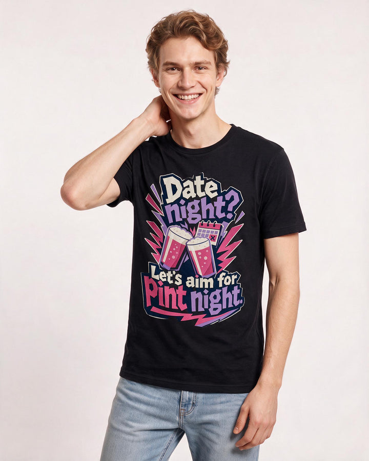 Funny Beer Men's Black T-Shirt – Date night? Let's aim for pint night. product image 3