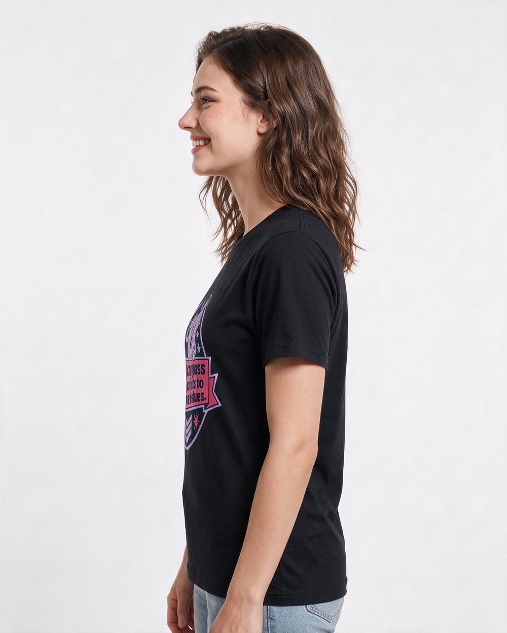 Graphic Women's Black T-Shirt - My compass still points to the same product image 2