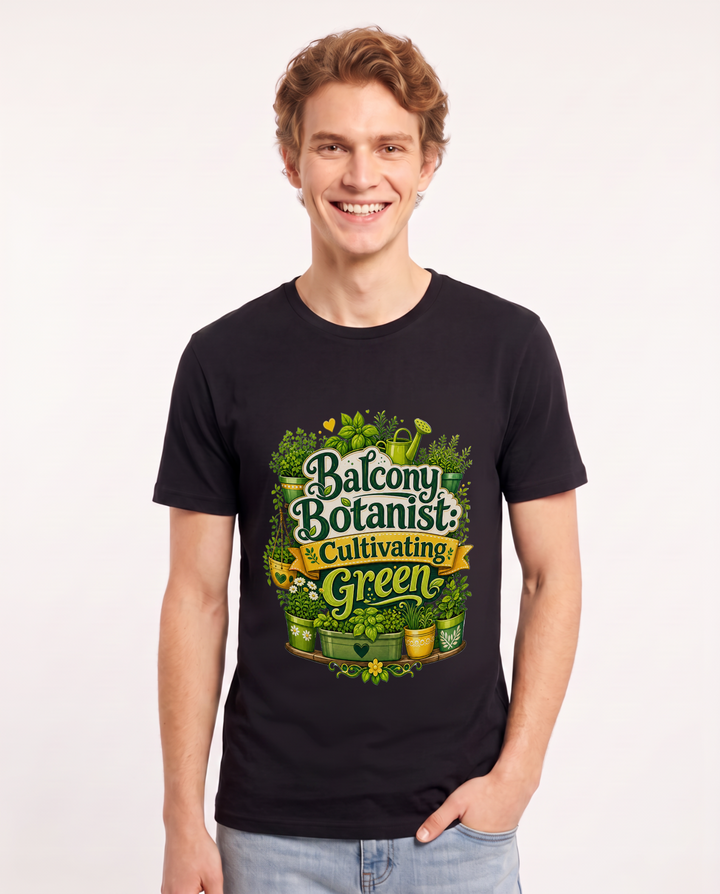 Balcony Botanist: Cultivating Green Men's Black T-Shirt product image 2