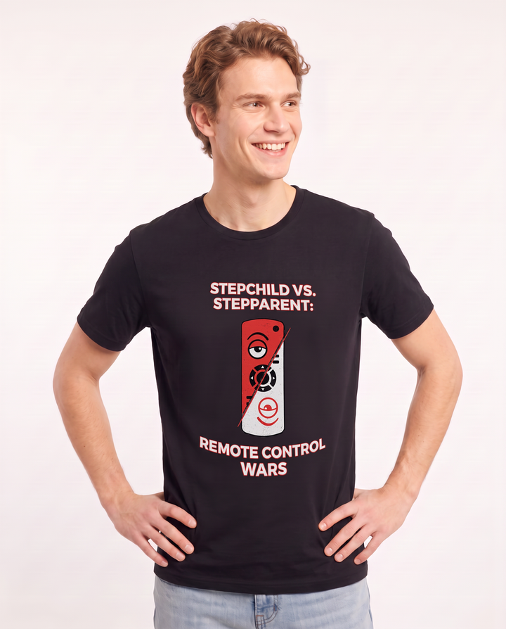 Stepchild vs. Stepparent: Remote Control Wars Men's Black T-Shirt product image 1