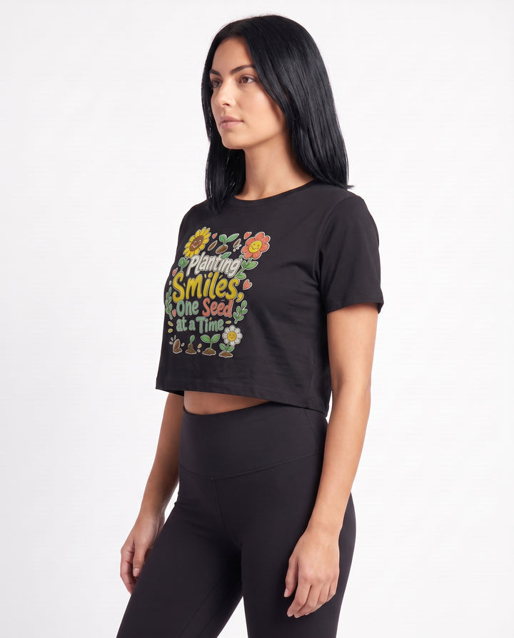 Planting Smiles, One Seed At A Time Crop Top mockup 2